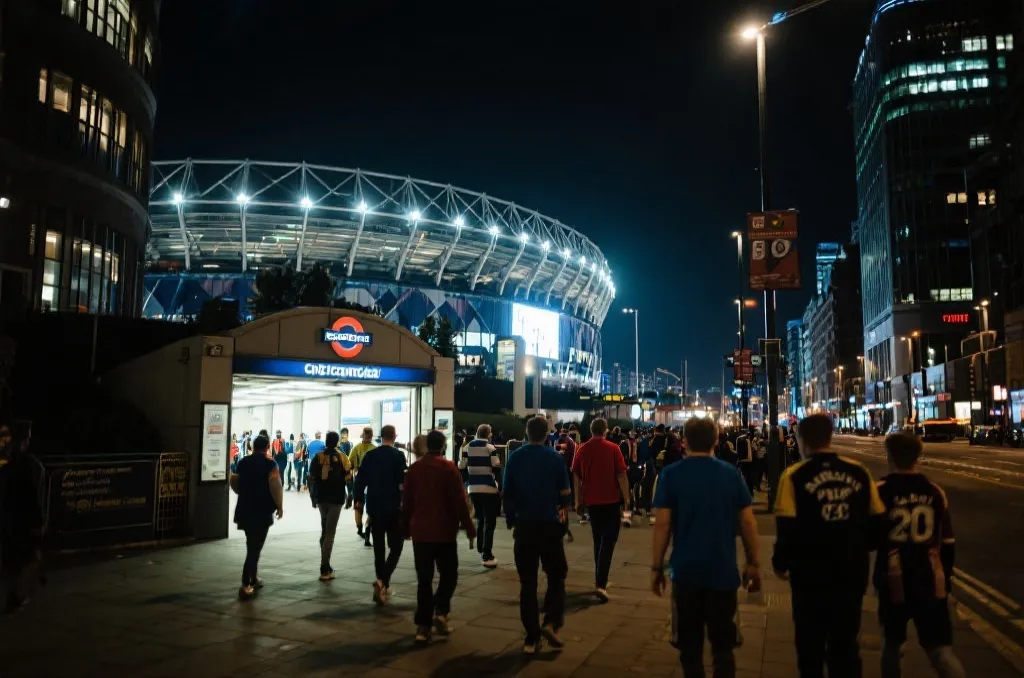 球迷在球场周边街区准备入场